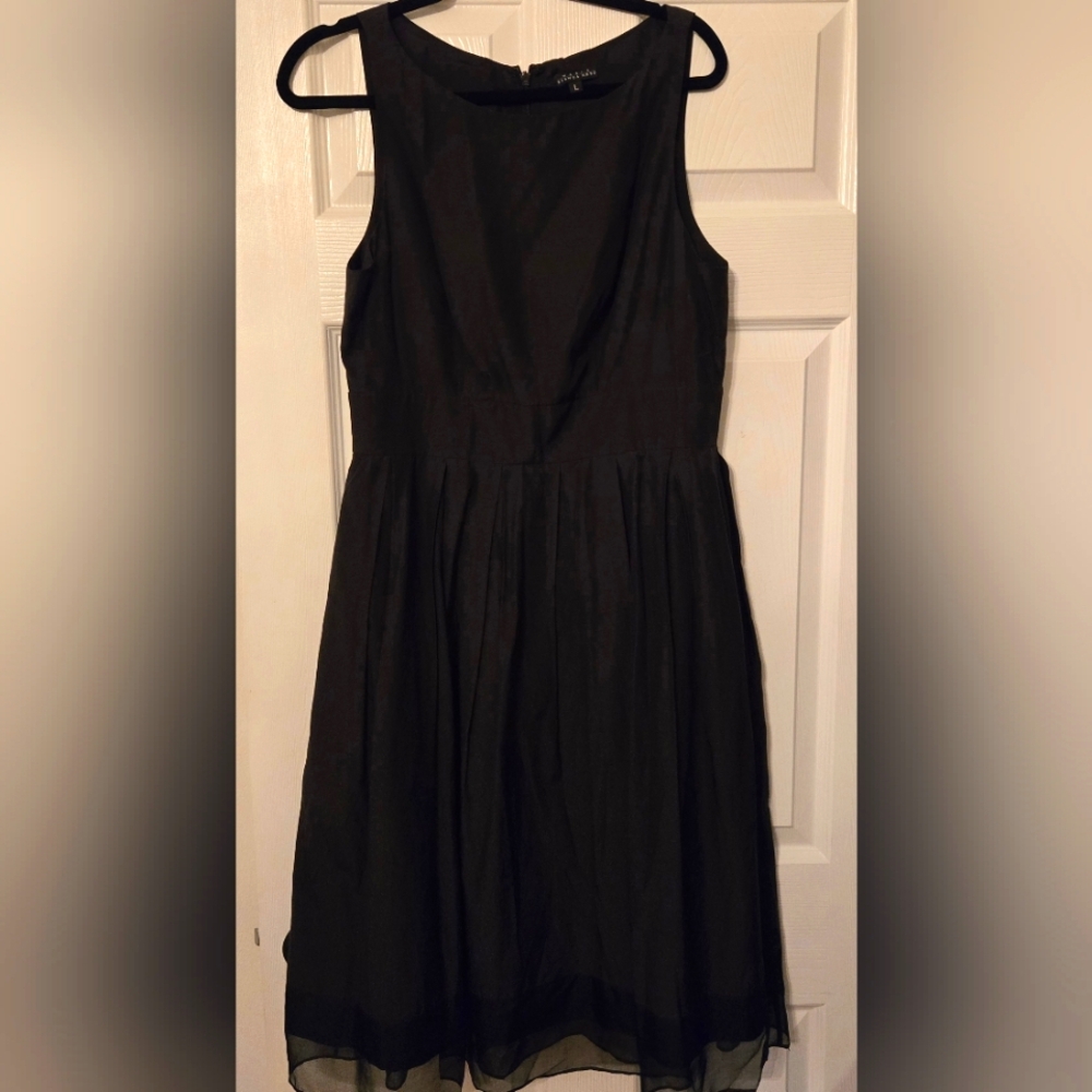 Maria Bianca Nero Vintage Silk Cotton Black Midi Dress Sz Large